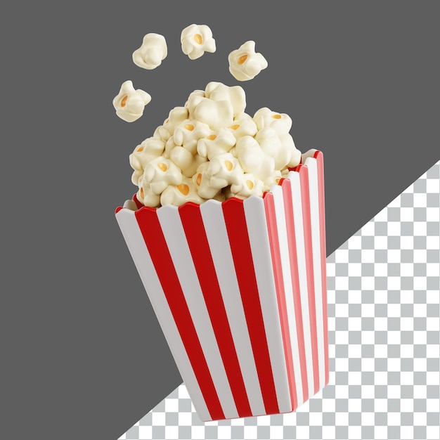 3D-Fastfood ein rot-weißer gestreifter Sack Popcorn in einem rot-weißen gestreiften Sack