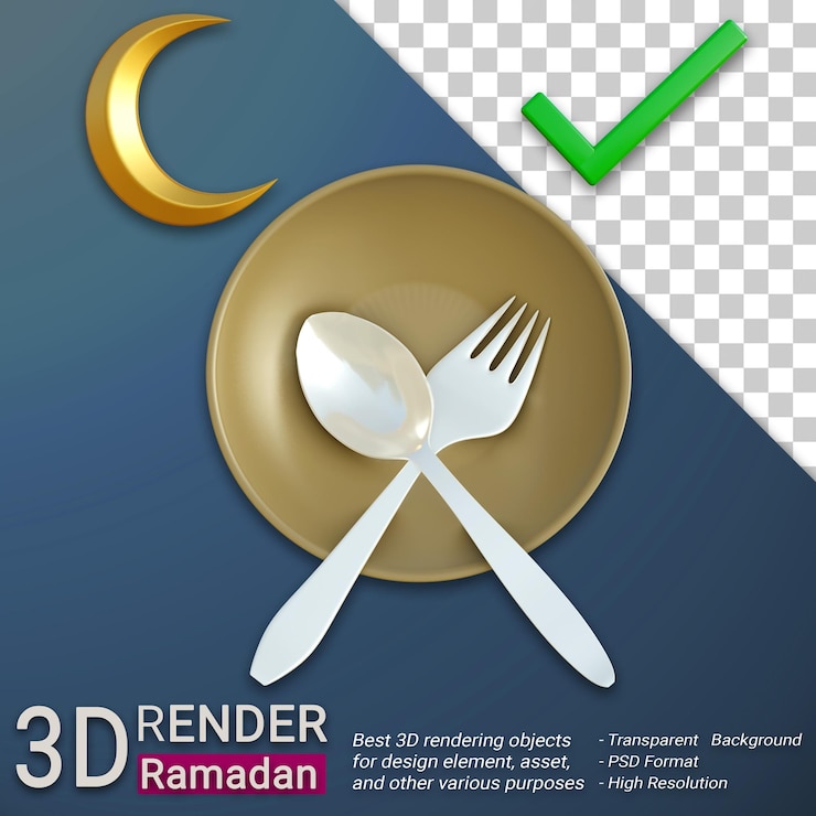 PSD 3d fasting ramadan no eat ramadan with transparent background