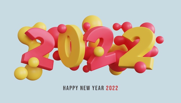 3d felice anno nuovo 2022 banner di sfondo