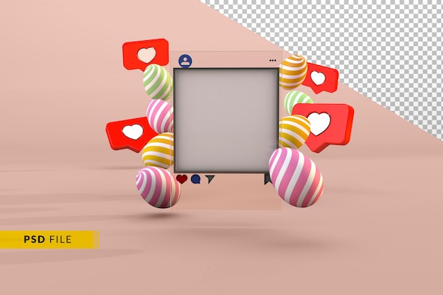 3d felices pascuas social media concepto vidrio post red social