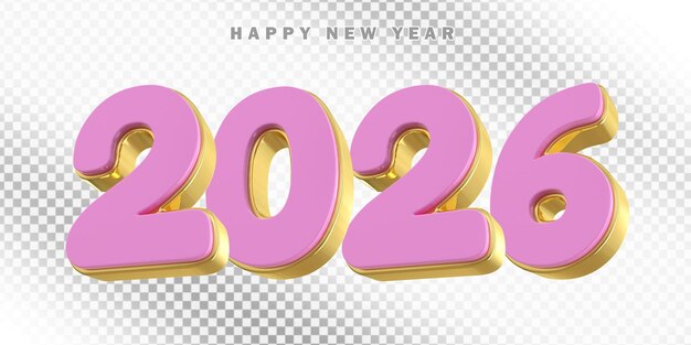 3D Feliz año nuevo 2026 Rosa
