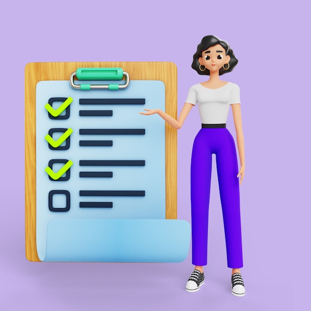 3d, femme, poser, à, graphique