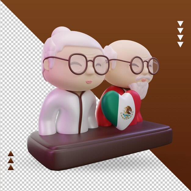 3d fête des grands-parents amour mexique drapeau rendu vue de gauche