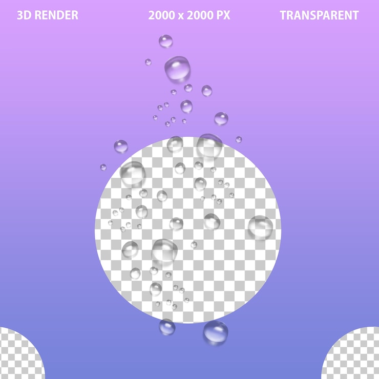 PSD 3d filtered water droplets and splash