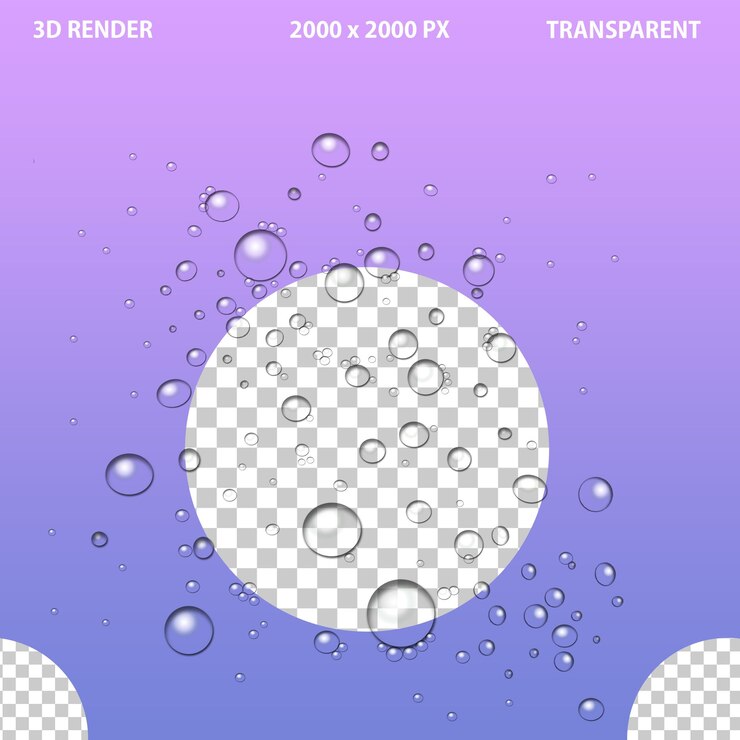 PSD 3d filtered water droplets and splash