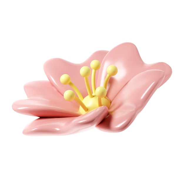 3d fiore di ciliegio rosa primaverile trasparente Includendo petali e gemme Elemento grafico carino