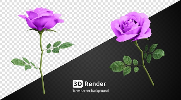 3d fiore di rosa viola