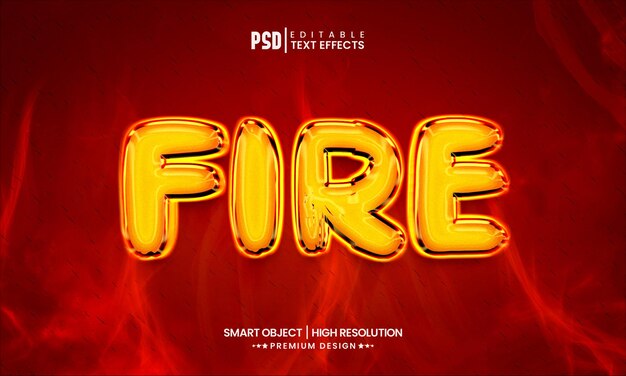 3d fire editable text effect layer style mockup template