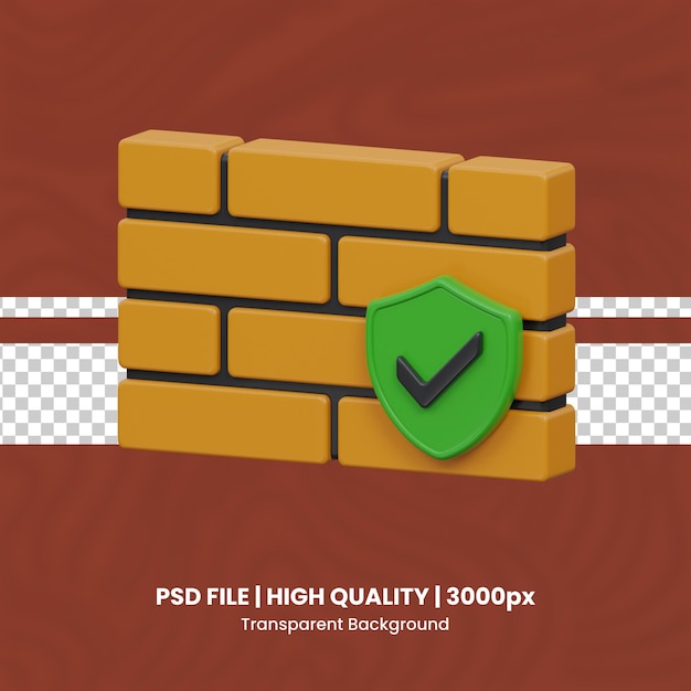 3d firewall de seguridad cibernética 3d conjunto de fondo transparente psd