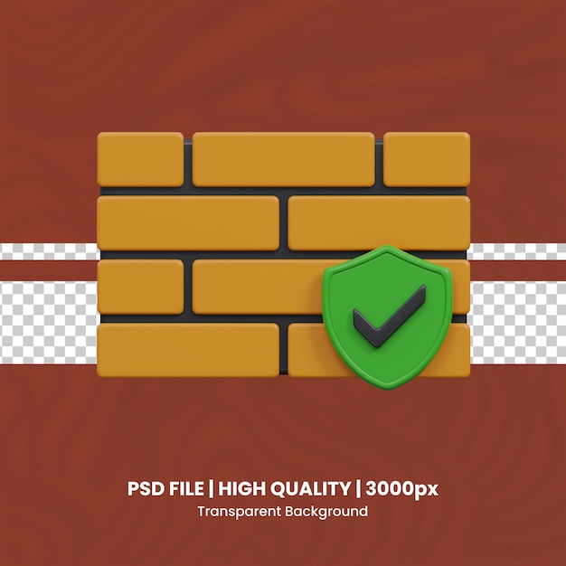3d firewall de seguridad cibernética 3d conjunto de fondo transparente psd