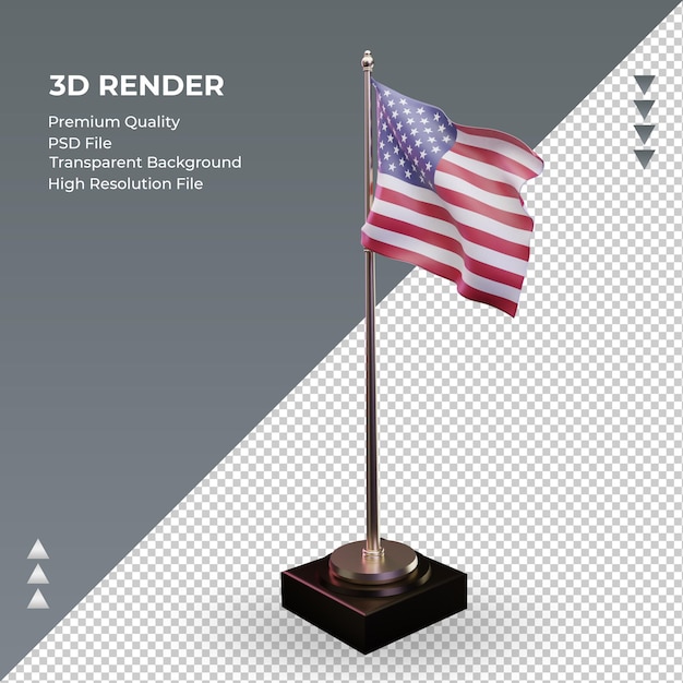 3d flag america rendering right view