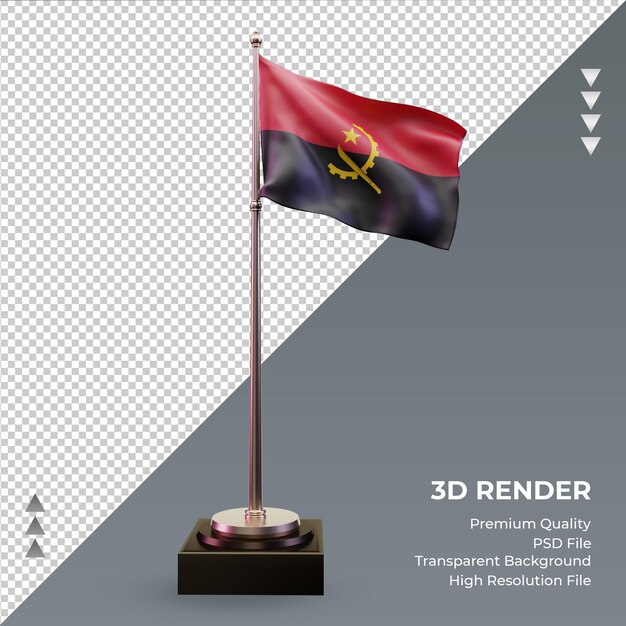 3D flag Angola renderizando vista frontal