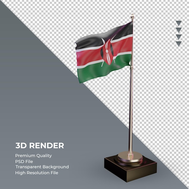 3d flag kenya renderizando vista esquerda