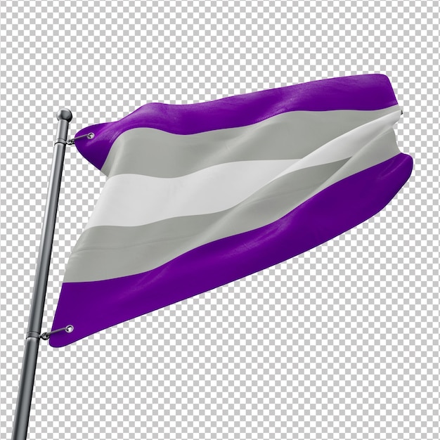 3D flag of the Gray Sexual pride with transparent background