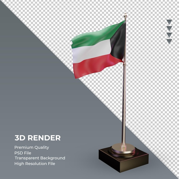 PSD 3d-flagge kuwait rendering linke ansicht