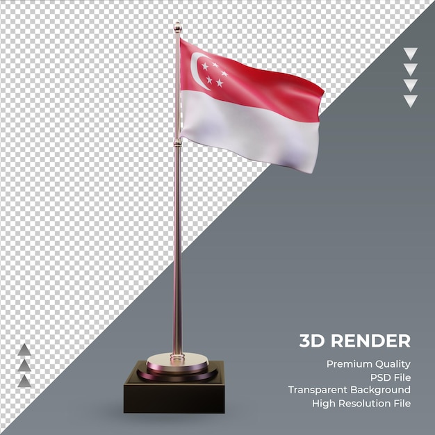 PSD 3d-flagge singapur-rendering-vorderansicht