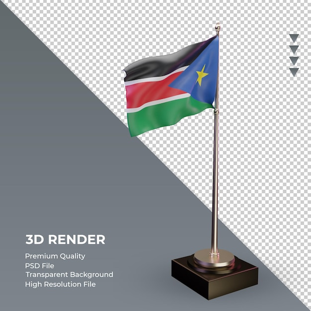 3d-flagge südsudan rendering linke ansicht