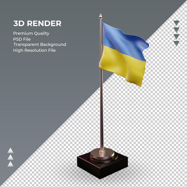 3D-Flagge Ukraine, die rechte Ansicht rendert