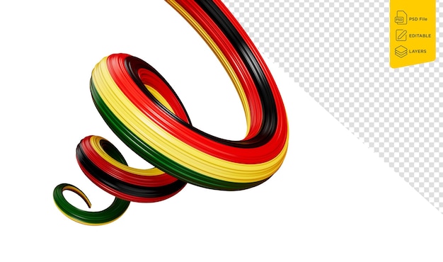 3d-Flagge von Simbabwe 3d-Spiral Glossy Ribbon Flagge von Simbabwe auf weißem Hintergrund 3d-Illustration