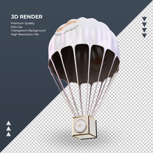 3D-Flagge von Zypern mit dem Fallschirm, die rechte Ansicht rendert