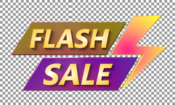 PSD 3d flash sale tag render flash sale 3d laber para el diseño de ventas de supermercados