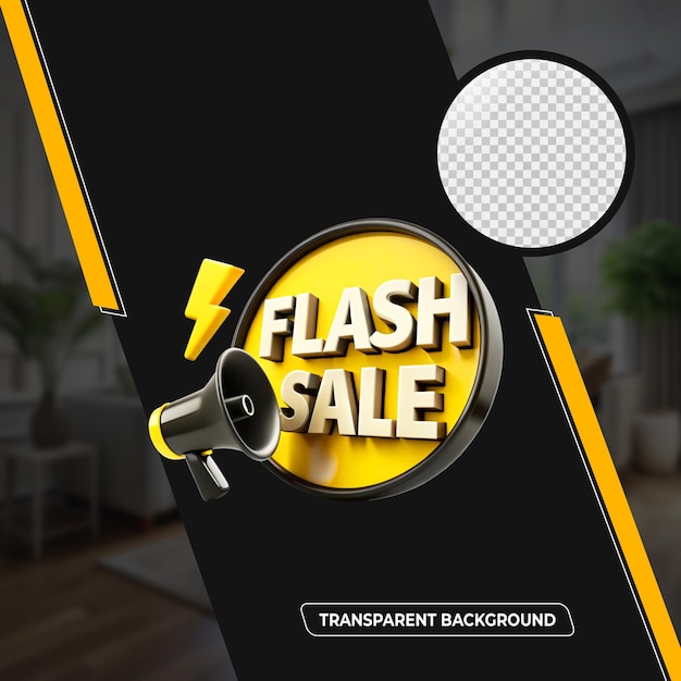 3D-Flash-Verkauf png isoliert auf durchsichtigem Hintergrund
