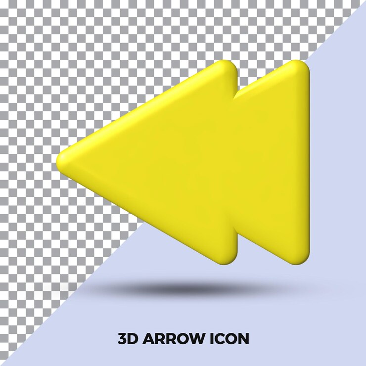 PSD 3d flecha anterior icono aislado