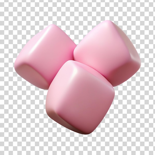 PSD 3d-fliegende rosa marshmallows, isoliert auf durchsichtigem hintergrund