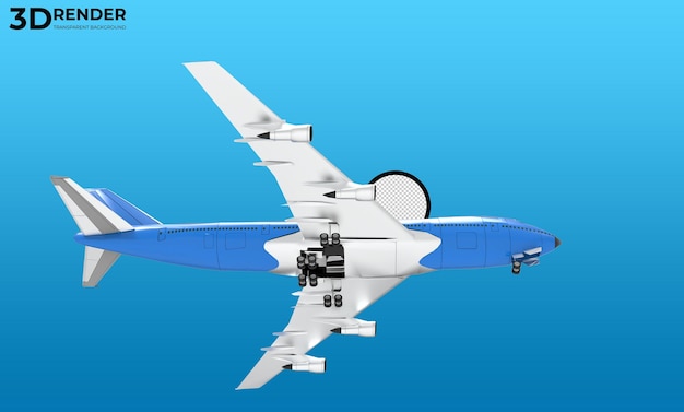 3d fliegendes flugzeug auf transparentem hintergrund