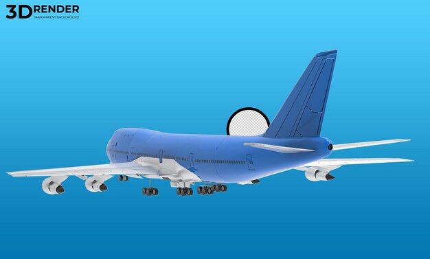 PSD 3d fliegendes flugzeug auf transparentem hintergrund