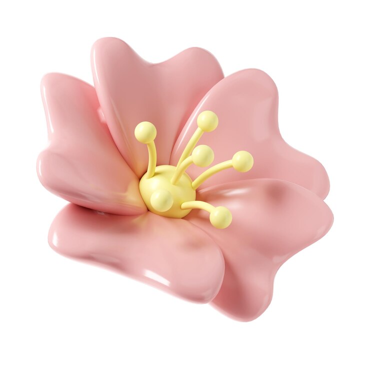 PSD 3d flor de cerezo rosa de primavera transparente incluyendo pétalos y brotes elemento gráfico lindo