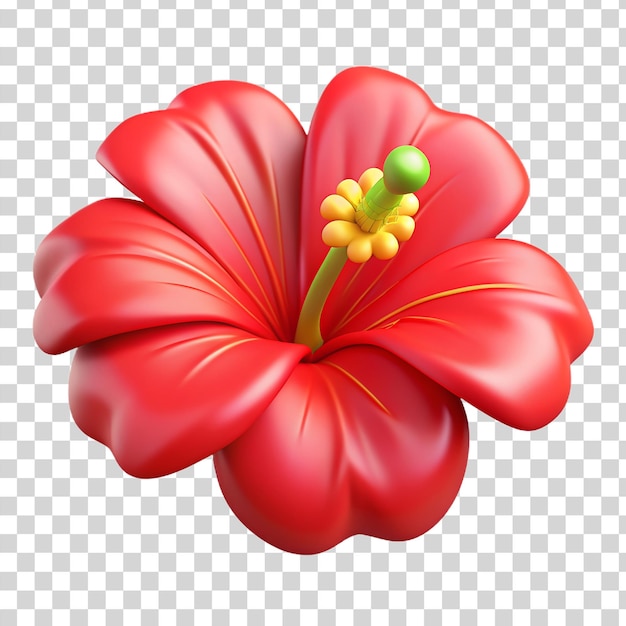 PSD 3d flor de hibisco vermelho isolada em fundo transparente