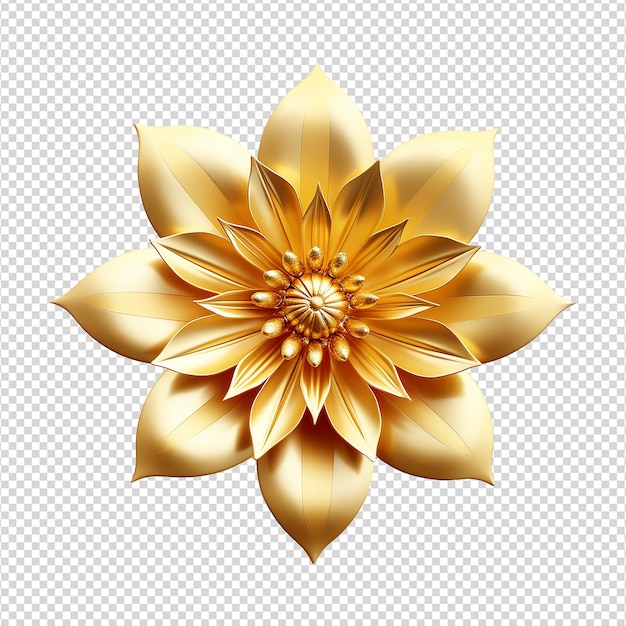 PSD 3d flor dorada aislada en un fondo transparente png