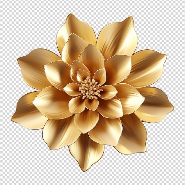 PSD 3d flor dourada isolada em fundo transparente png