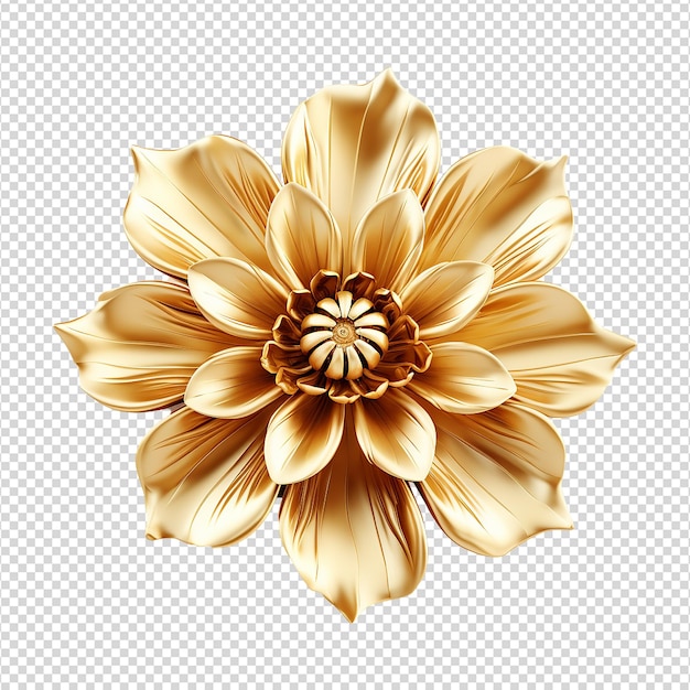 PSD 3d flor dourada isolada em fundo transparente png