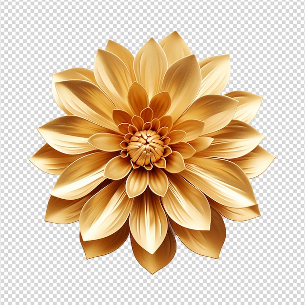 PSD 3d flor dourada isolada em fundo transparente png