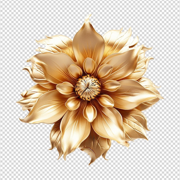 PSD 3d flor dourada isolada em fundo transparente png