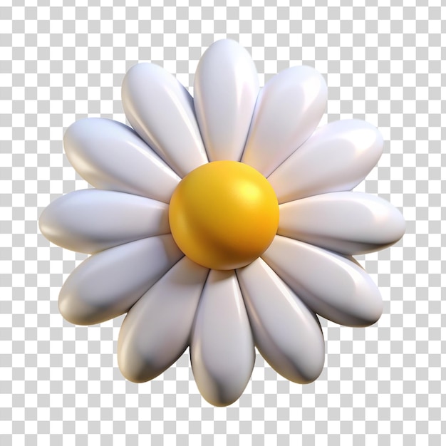 PSD 3d flor de margarita blanca aislada en un fondo transparente