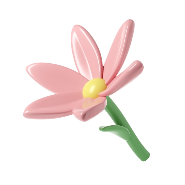 3d Flor rosa de primavera transparente, incluyendo pétalos y brotes Elemento gráfico lindo