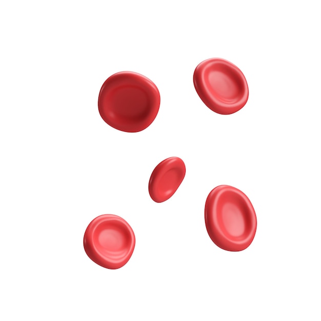 3D-Fluss der roten Blutkörperchen, Eisenplättchen, Erythrozytenanämie. Realistische medizinische Analyseillustration