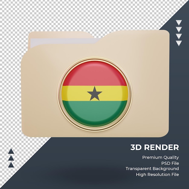 PSD 3d folder gana flag render view front view