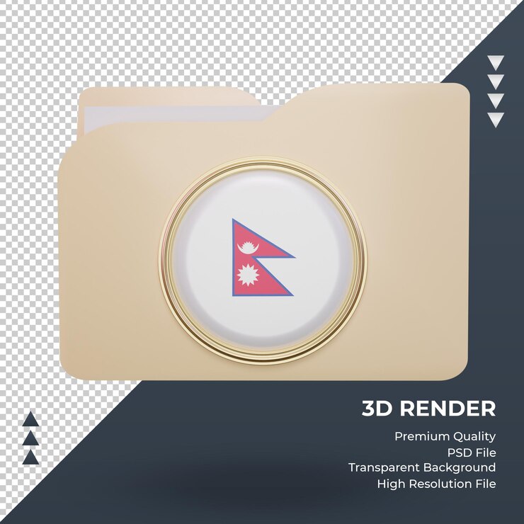 PSD 3d folder nepal flag rendering front view