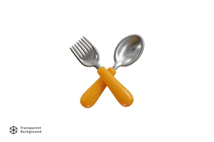 PSD 3d fork and spoon icon concept of restaurant food catering icon vector illustration