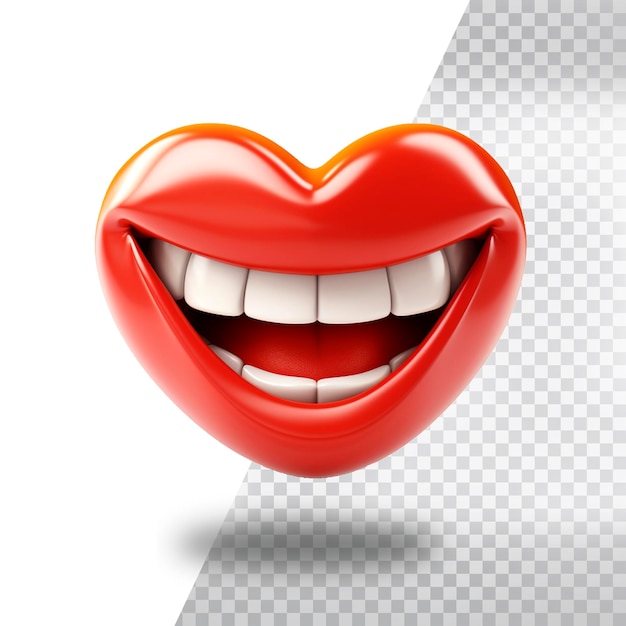 3d en forma de amor rojo cara sonriente emoji feliz aislado