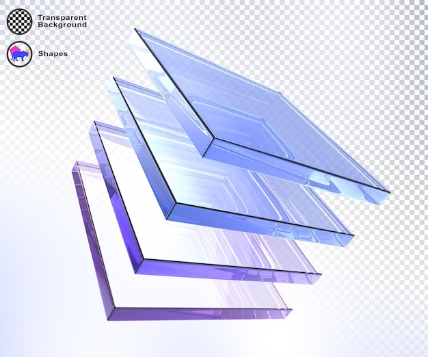 3d forme quadrate di vetro astratte in fila piastre trasparenti di cristallo iridescente pannelli arcobaleno volanti con luce di dispersione a gradiente olografico per ui design sfondo tecnologico digitale