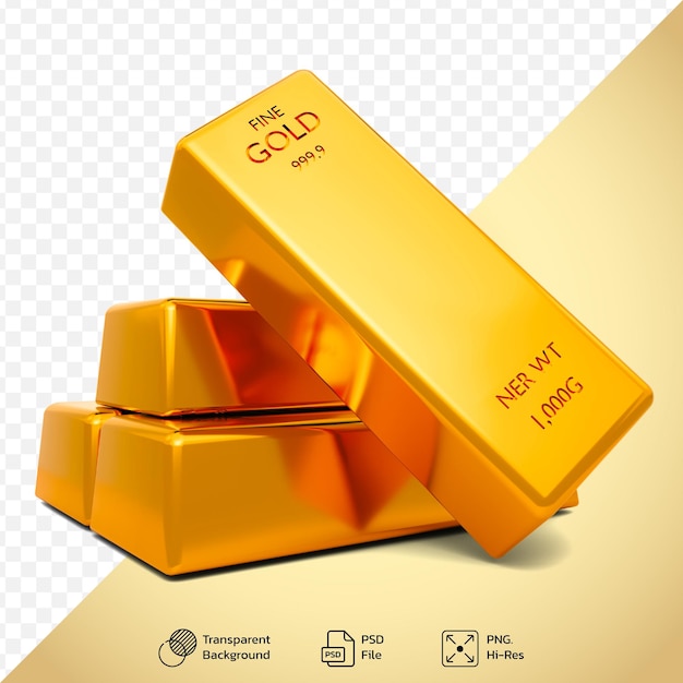 3D-Foto Goldbarrenstapel isoliert auf durchsichtigem Hintergrund Investition finanzielles Reichtum Konzept