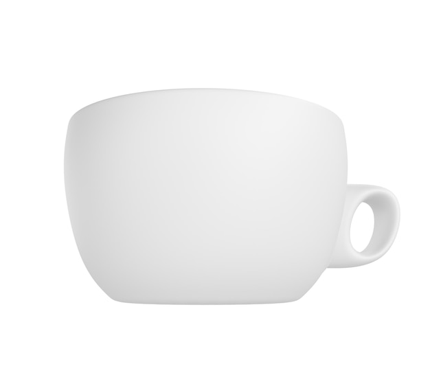 PSD 3d foto realista taza blanca icono maqueta renderizado plantilla de diseño mock up taza blanca limpia de cerámica