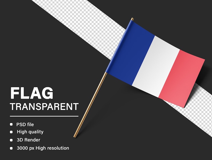 PSD 3d france flag isolated on transparent background