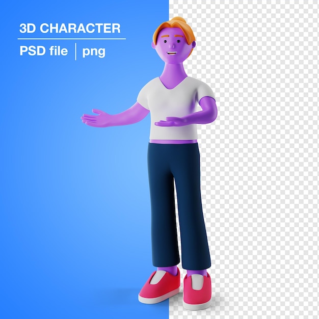 3d-frauencharakterillustration zeigt etwas idee psd-datei und png iclude