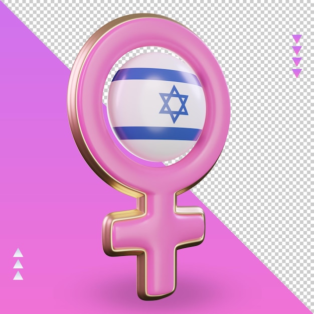 3d-frauentag-symbol israel-flagge, die die linke ansicht wiedergibt